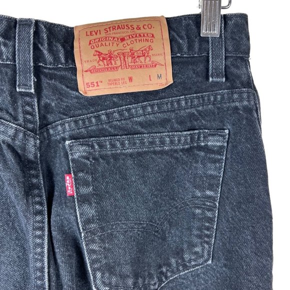 LEVI’S 551 Relaxed Fit Tapered Leg Black Denim Jean Pants Size 12 MED - Picture 9 of 11